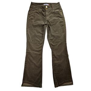 CAbi Pinwale Corduroy Hi-Lo Cropped Pants Olive Green Womens 2 Style 4694